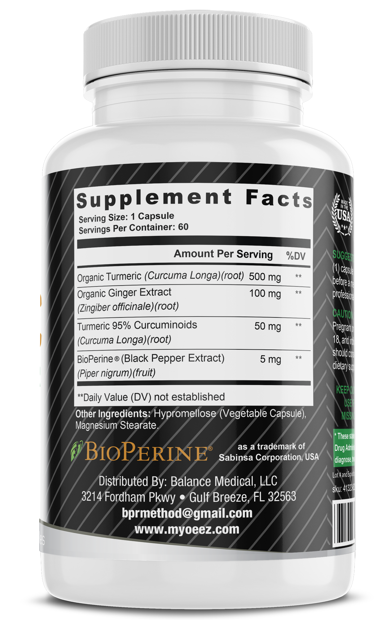 Myo-Eez™ Turmeric with Ginger and BioPerine® — Premium Turmeric for Maximum Absorption (60 Capsules)