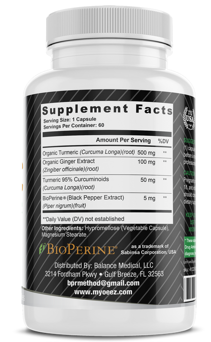 Myo-Eez™ Turmeric with Ginger and BioPerine® — Premium Turmeric for Maximum Absorption (60 Capsules)
