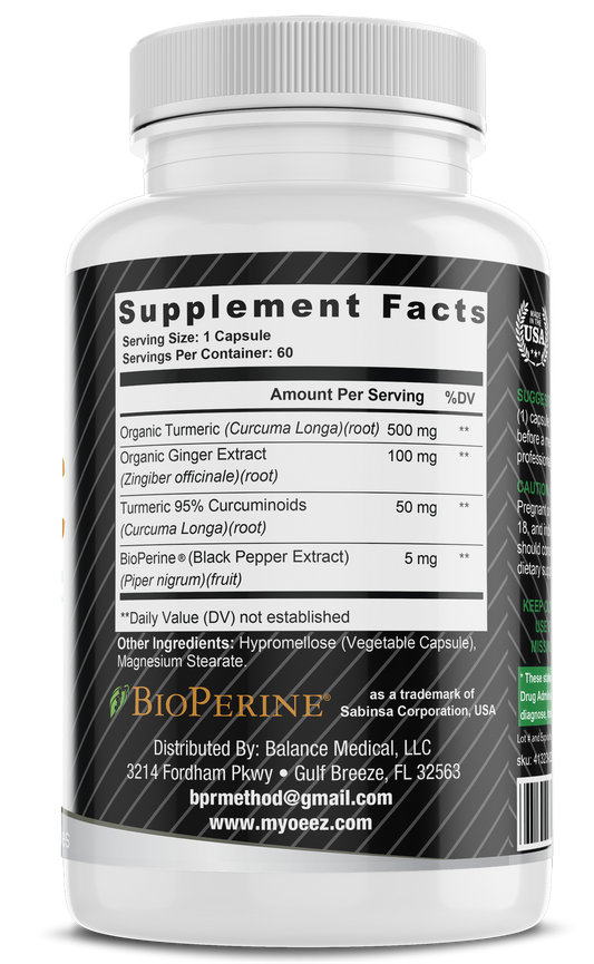 Myo-Eez™ Turmeric with Ginger and BioPerine® — Premium Turmeric for Maximum Absorption (60 Capsules)